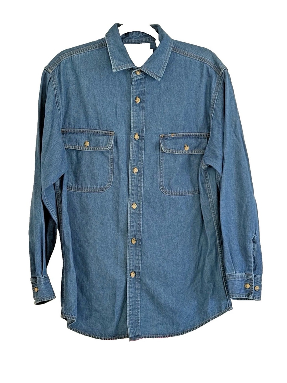 Vintage Big Mac Workwear Mens M Denim Shirt Blue Long Sleeve Button Up